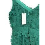 Eva Franco 3D Floral Applique A-Line Midi Dress Green