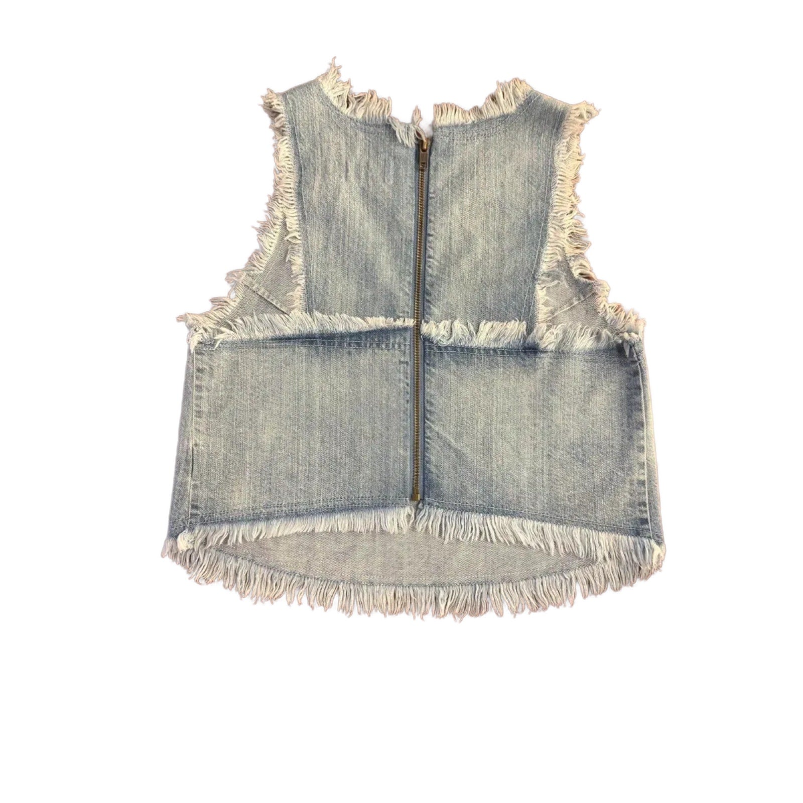 Pistola Fringe Denim Crop Top Light Blue