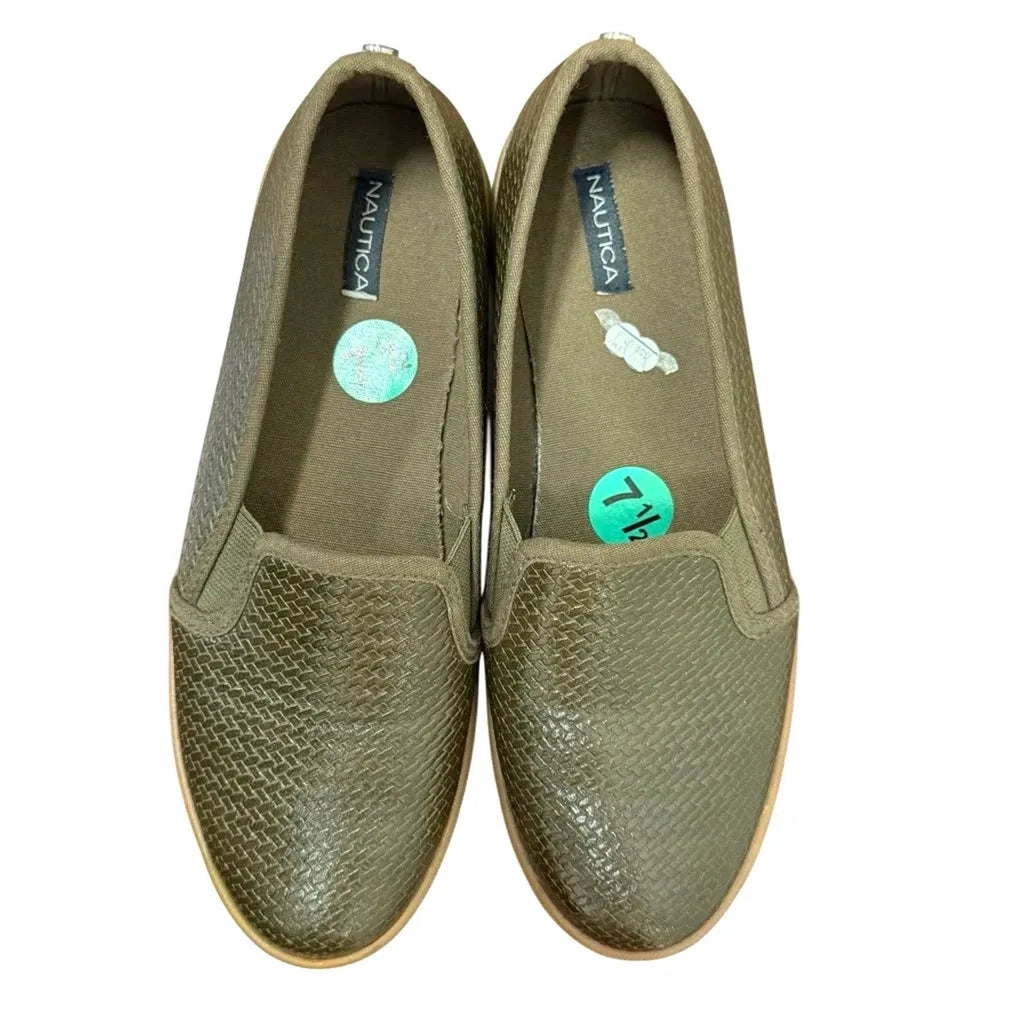 Nautica Sunchaser Woven Slip-On Loafers Olive Green