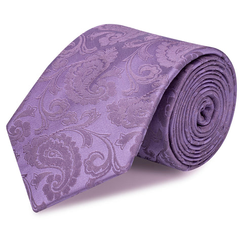 Purple paisley tie on a white background
