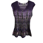 Cato Purple Paisley Pleated Cap Sleeve Blouse XL