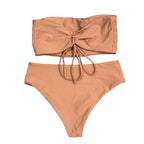 Shein Nude Two-Piece Bikini Set Strapless High-Waist Size M