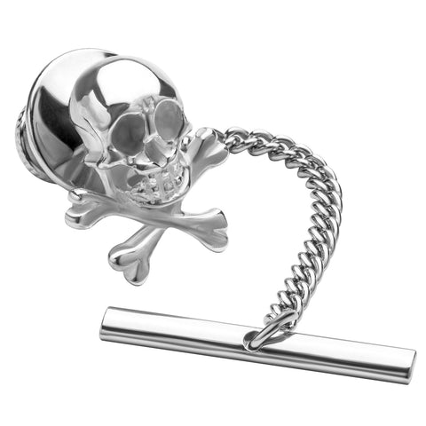 Sterling Silver Skull & Crossbones Tie Tack