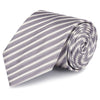 Grey & Silver Striped Woven Silk Tie