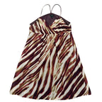 Ann Taylor Animal Print Silk Blend Slip Dress Cream