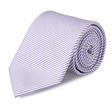 Pastel Lilac & White Thin Stripe Silk Tie