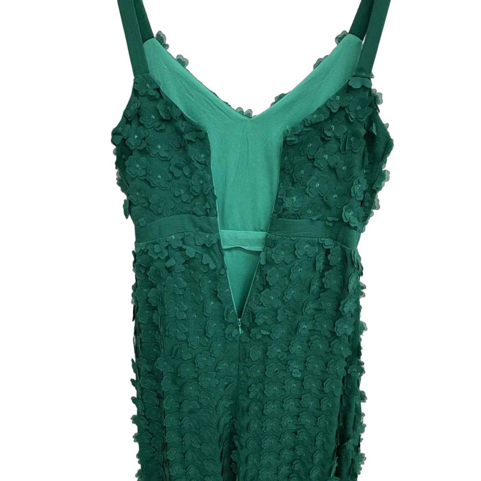 Eva Franco 3D Floral Applique A-Line Midi Dress Green