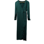 ZARA Emerald Green Satin Wrap Jumpsuit Size M New Without Tags