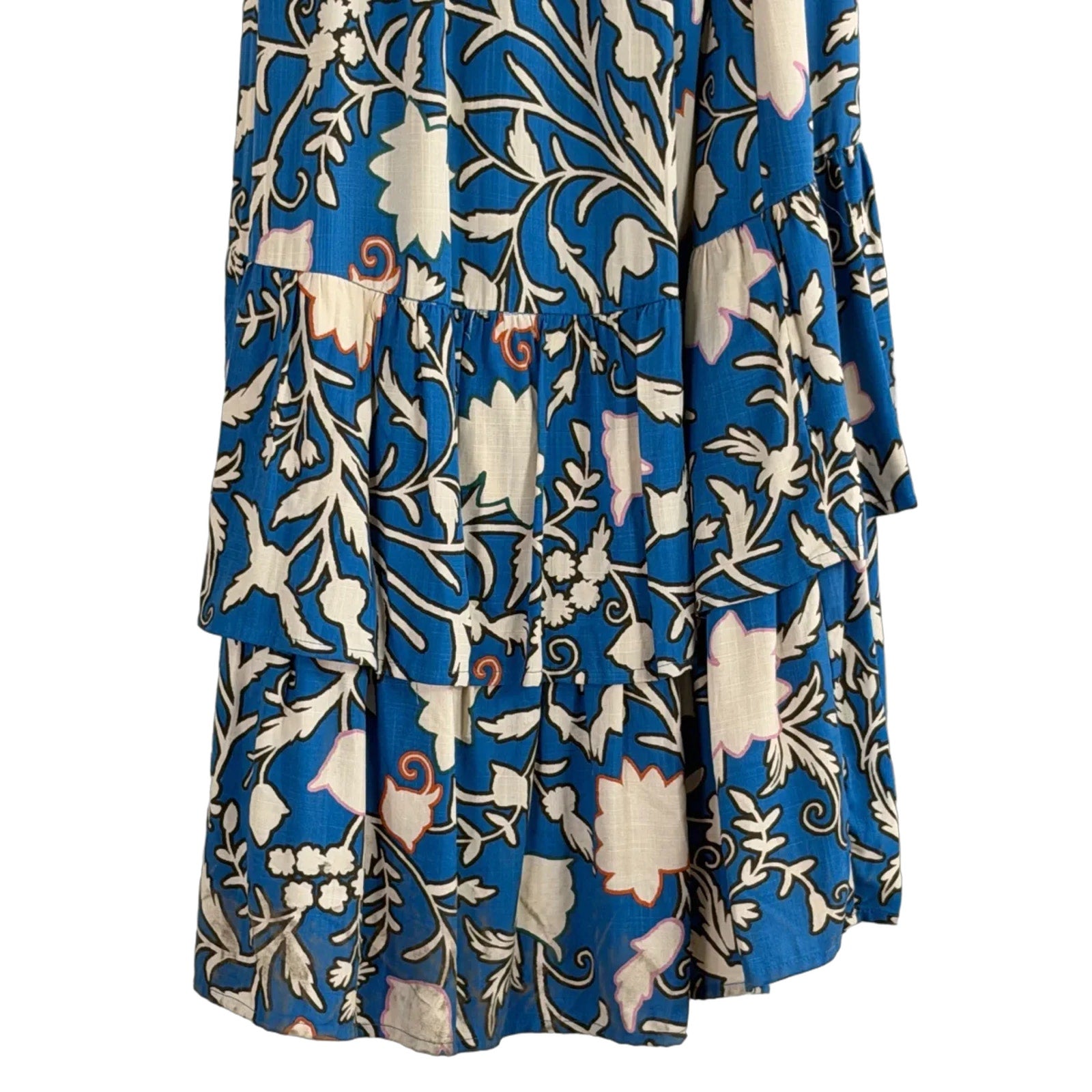 Blue Floral Print Wrap Maxi Dress KNOX ROSE