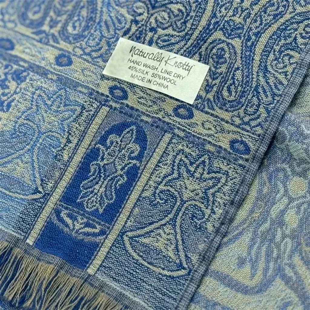 Naturally Knotty Paisley Silk Wool Blend Fringe Scarf