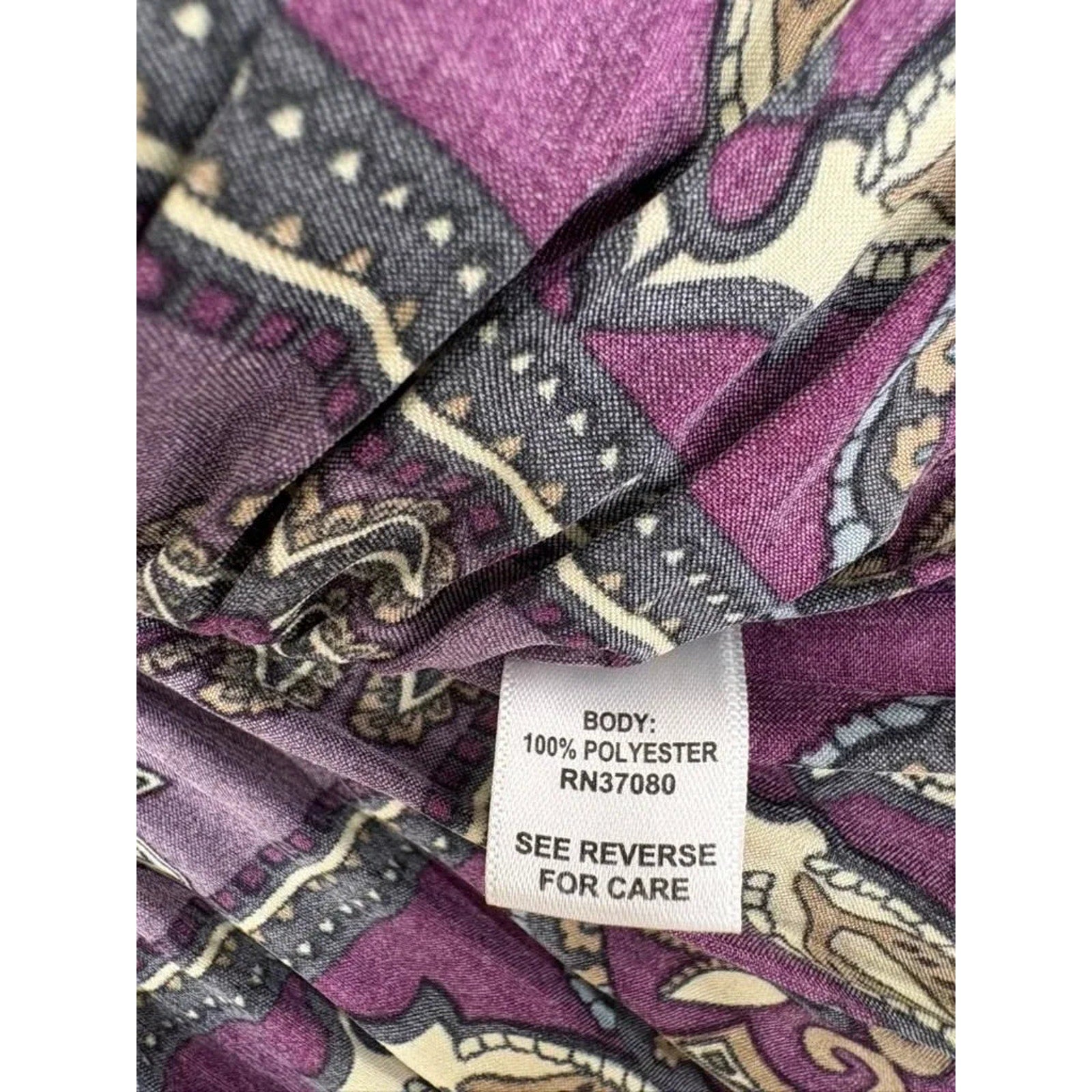 Cato Purple Paisley Pleated Cap Sleeve Blouse XL