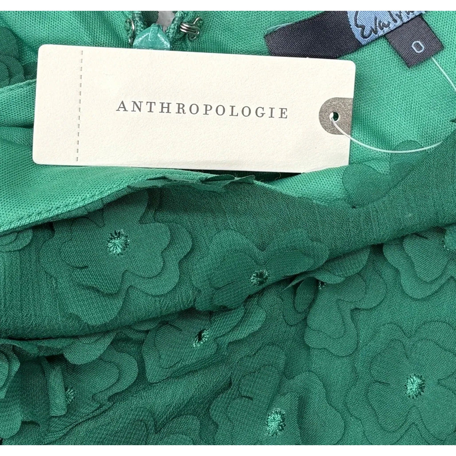 Eva Franco 3D Floral Applique A-Line Midi Dress Green