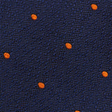 Navy & Orange Textured Spot Woven Silk Tie
