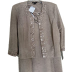 Brianna Milay Sequin Embroidered Two-Piece Dress Set Taupe