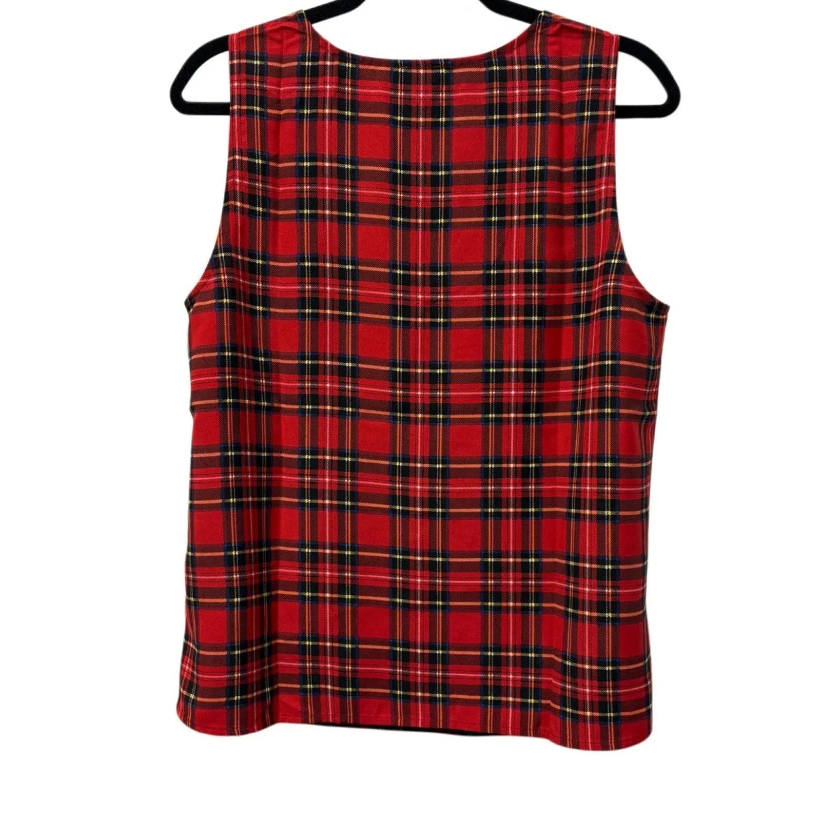 J.Crew Plaid Sleeveless V-Neck Top Red Tartan