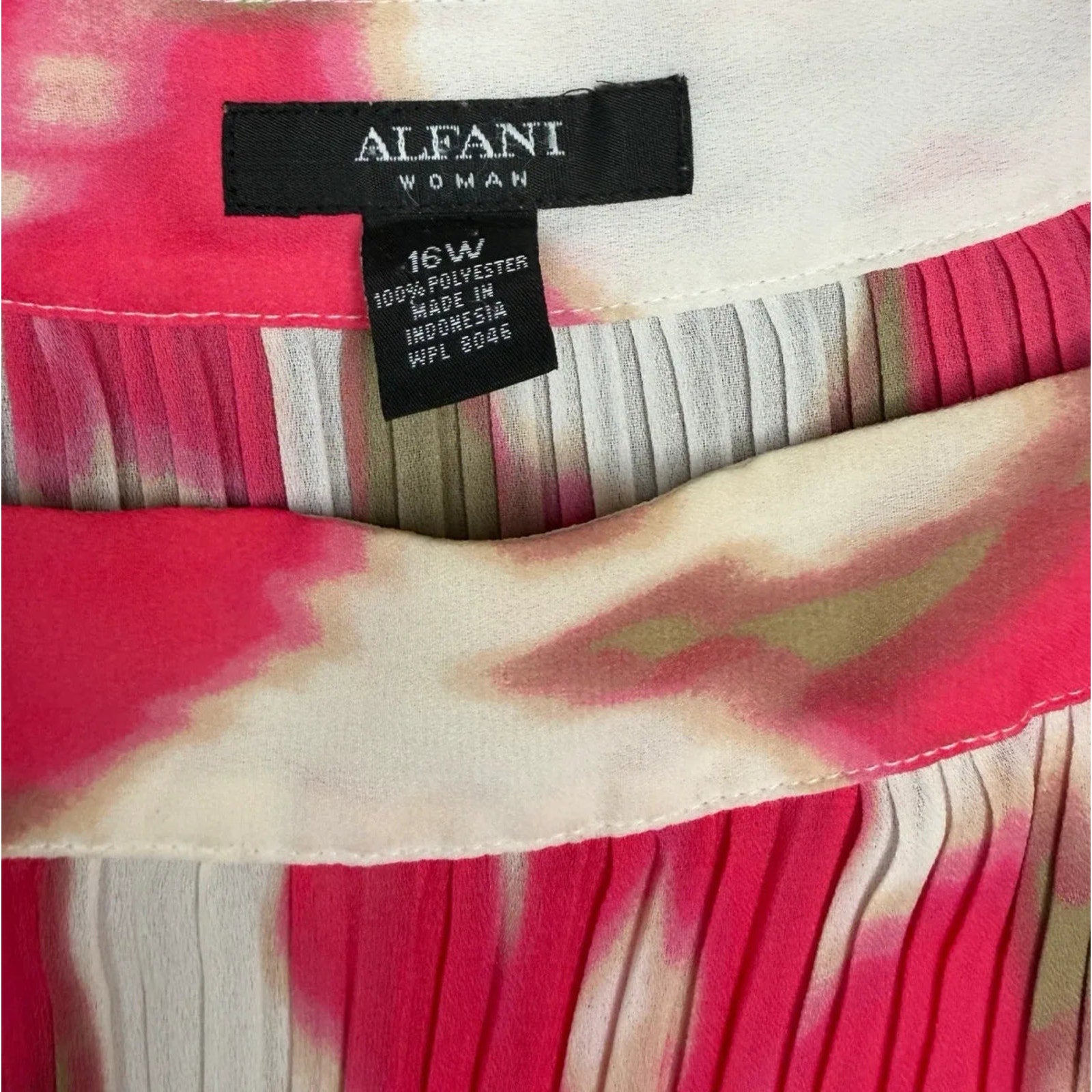 Alfani Pleated Abstract Print Tunic Top Pink