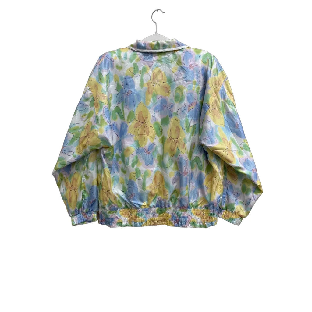 Lavon Vintage Floral Zip-Up Bomber Jacket Multicolor