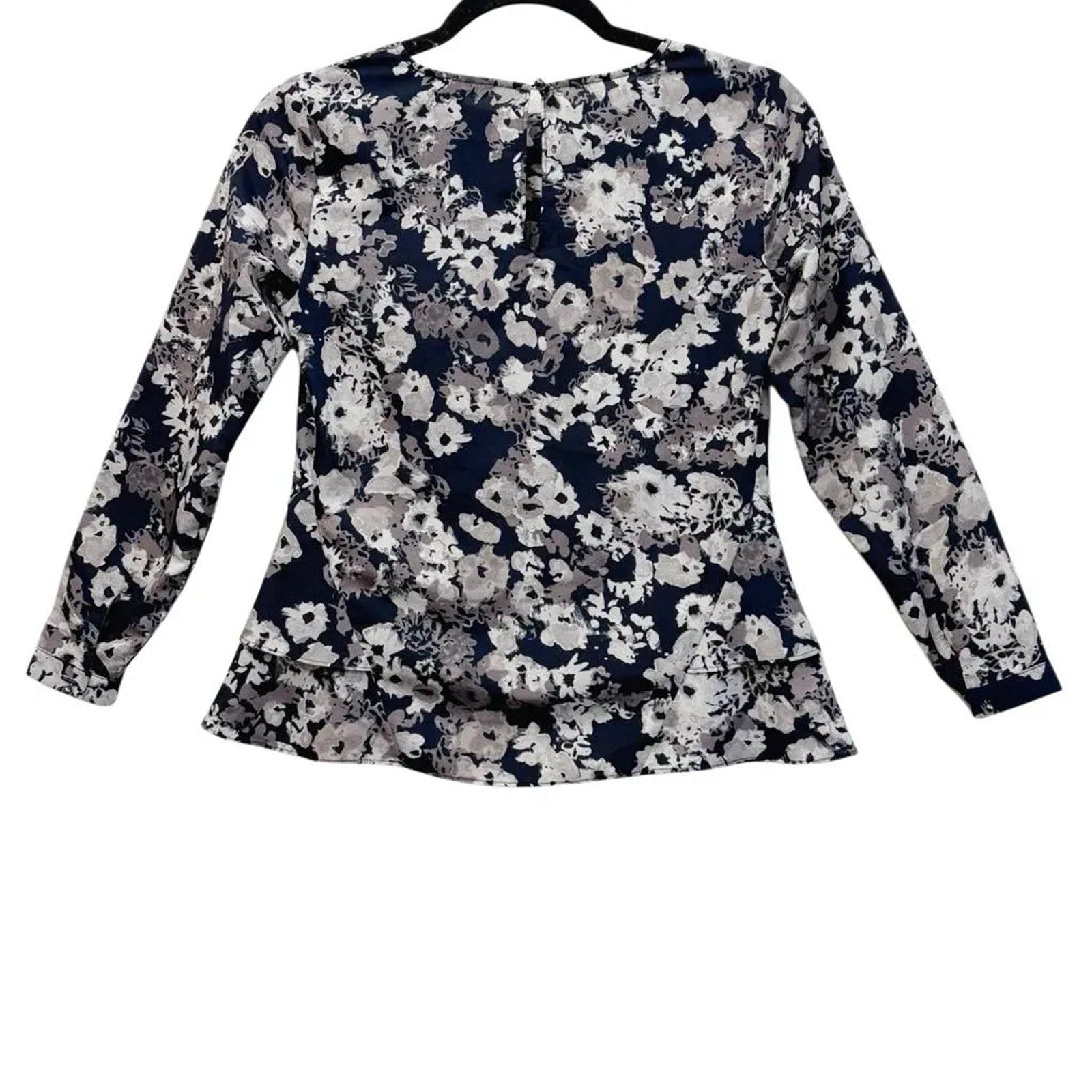 Banana Republic Floral Peplum Blouse Long Sleeve Size Petite XXS