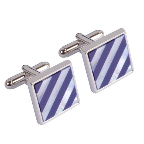 Mother of Pearl and Blue Striped Cufflinks