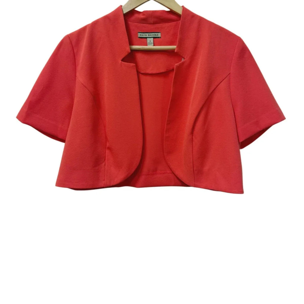 Maya Brooke Floral Sheath Dress with Red Bolero Jacket Set