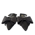 Rouge Helium Black Satin Bow Pointed-Toe Flats