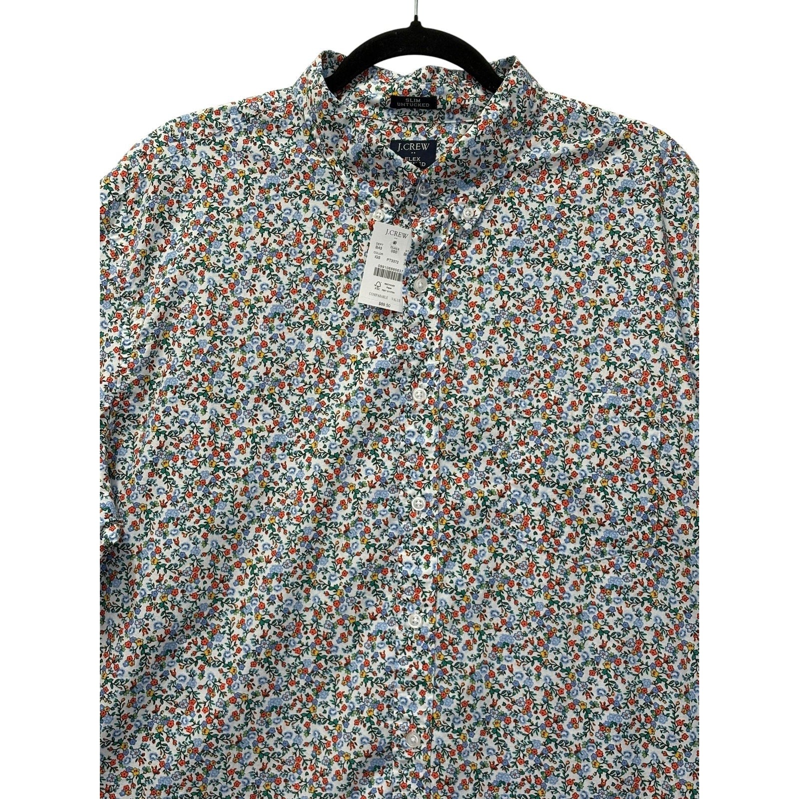 J.Crew Slim Untucked Flex Oxford Floral Button-Down Shirt L