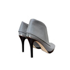 Michael Kors Gray Leather Peep-Toe Stiletto Ankle Booties