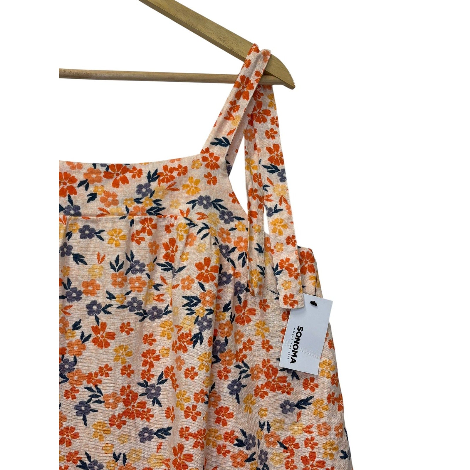 Sonoma Floral Tie-Strap Tank Top Peach Multi XL
