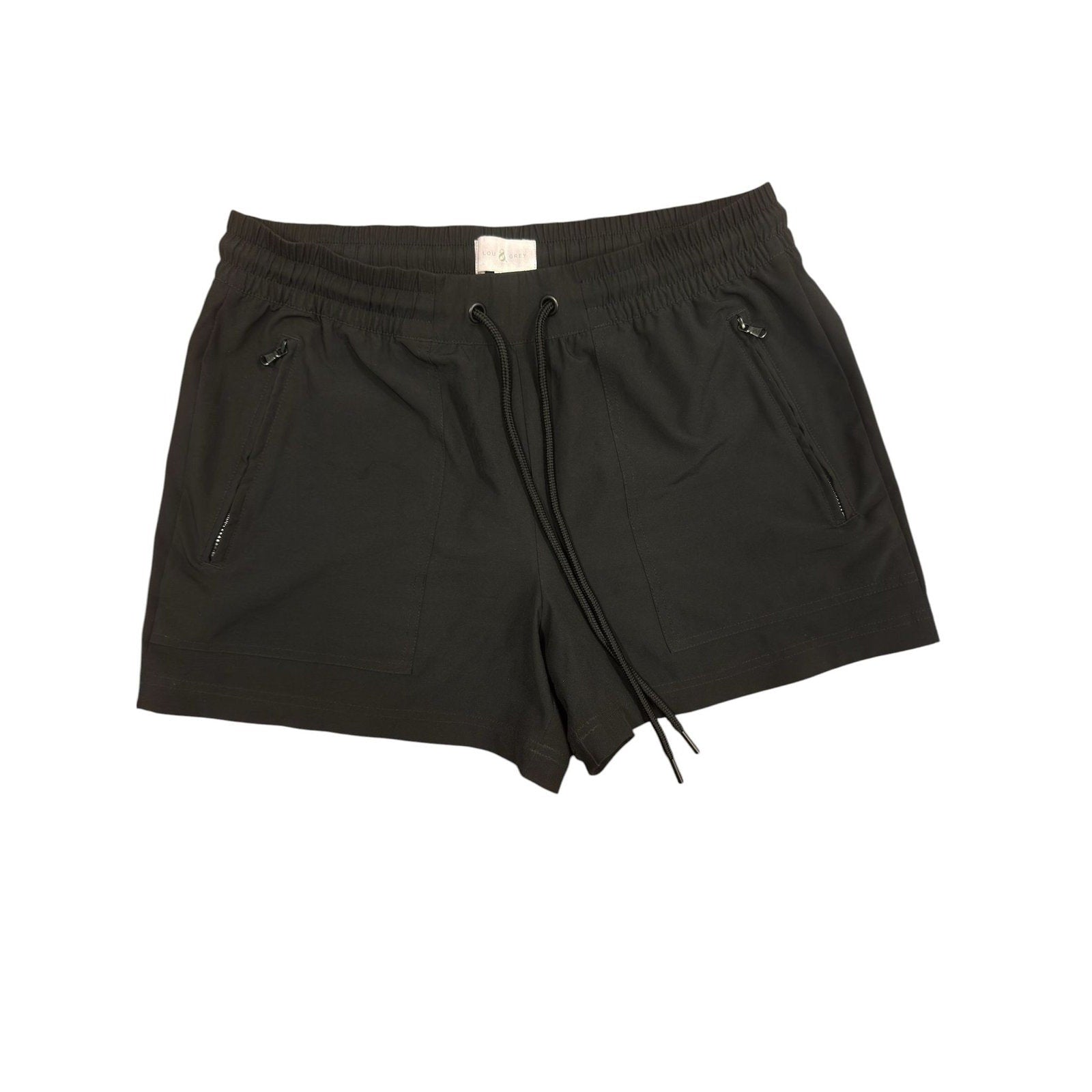Lou & Grey Athletic Drawstring Shorts with Zip Pockets Black