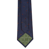 Navy & Orange Textured Spot Woven Silk Tie