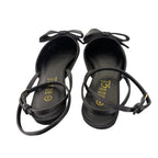 Rouge Helium Black Satin Bow Pointed-Toe Flats