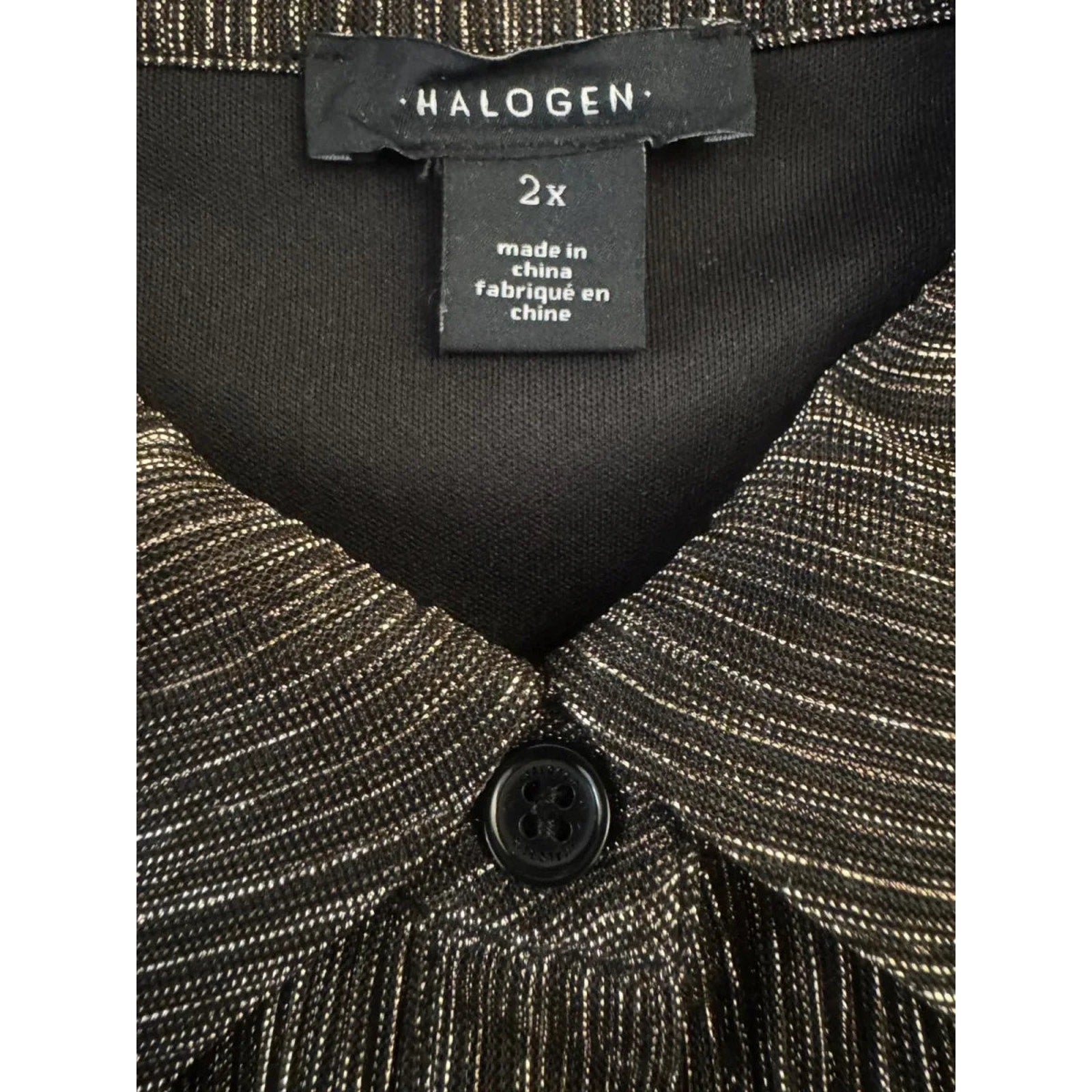 Halogen Metallic Shimmer Button-Front Top Black Gold