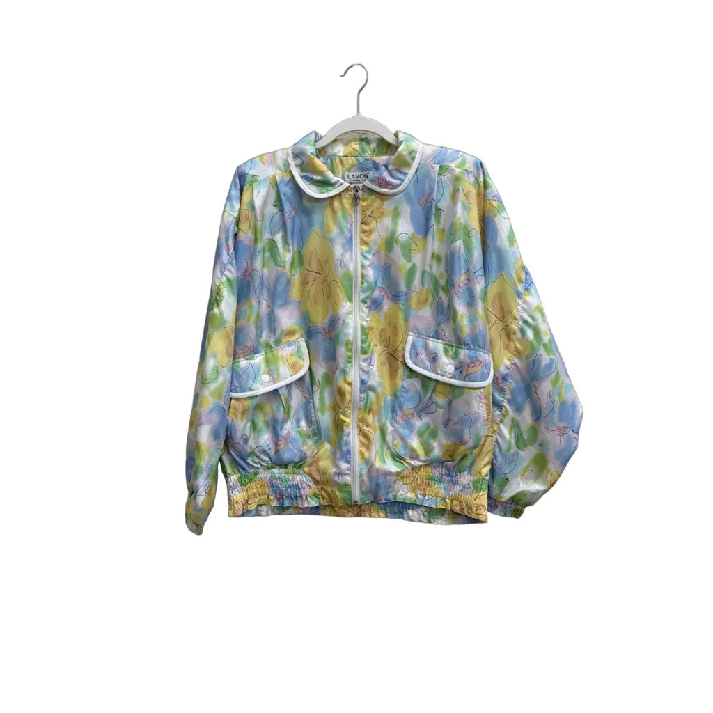 Lavon Vintage Floral Zip-Up Bomber Jacket Multicolor