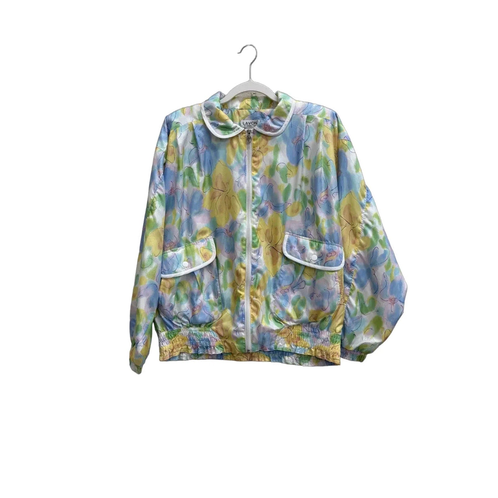 Lavon Vintage Floral Zip-Up Bomber Jacket Multicolor