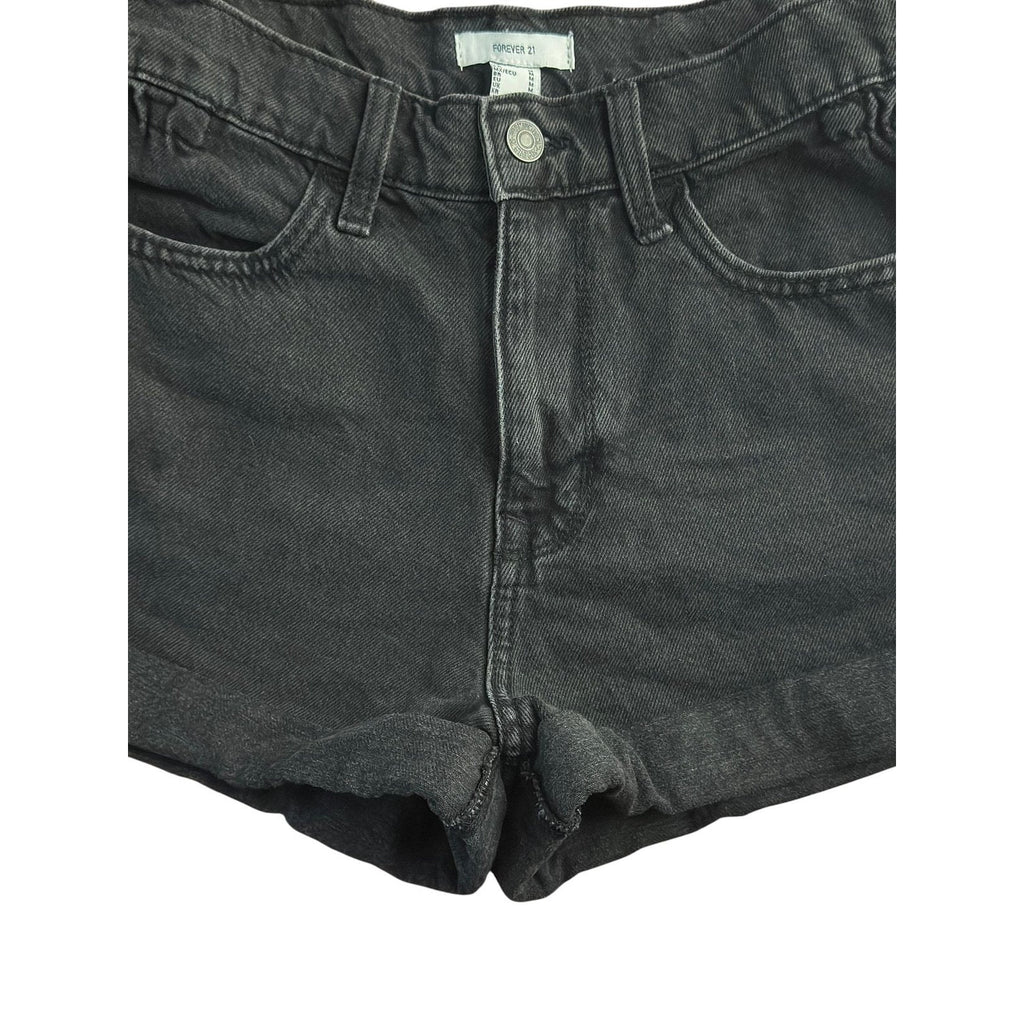 Forever 21 High-Rise Cuffed Black Denim Shorts