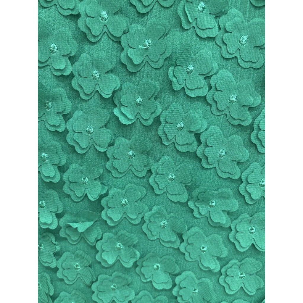 Eva Franco 3D Floral Applique A-Line Midi Dress Green