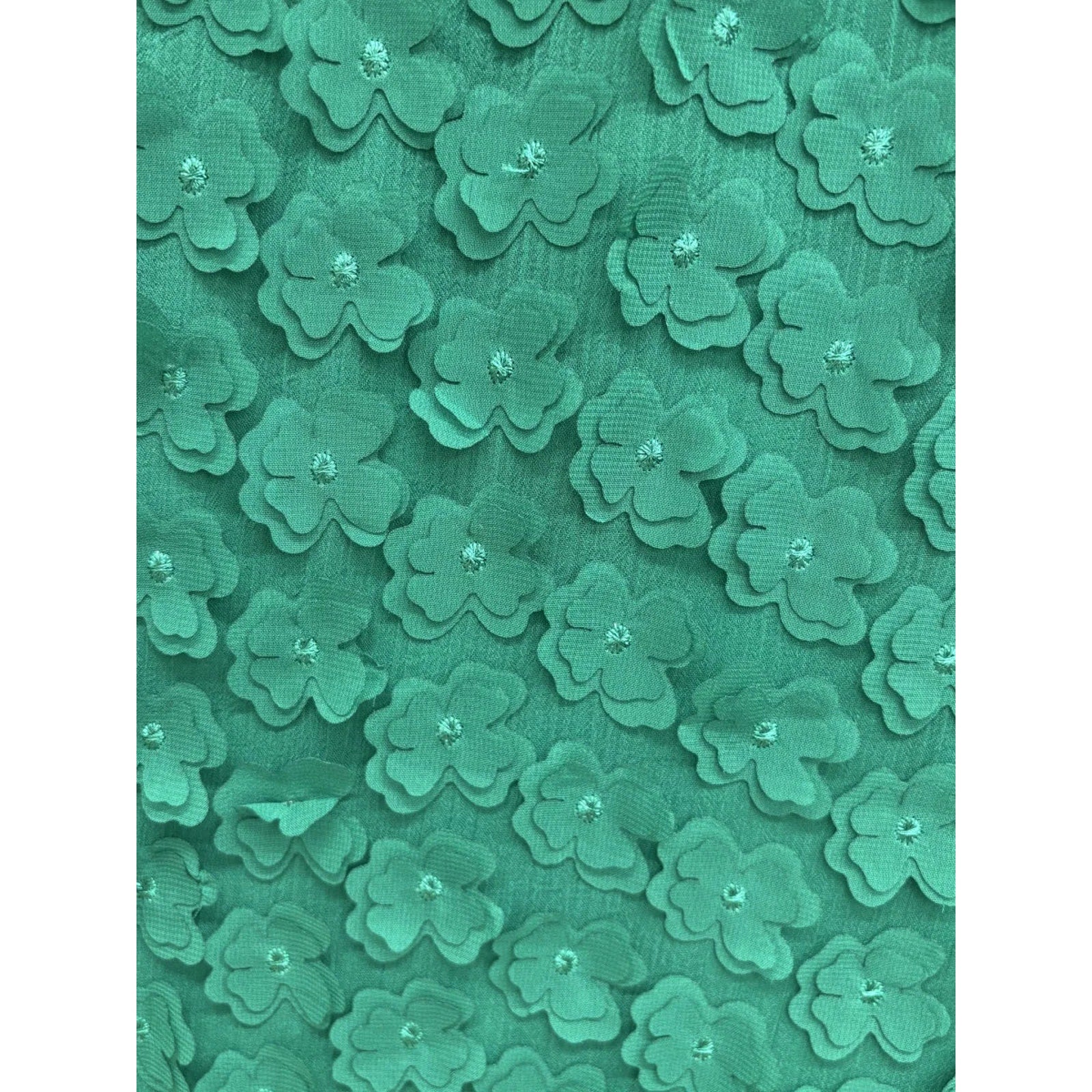 Eva Franco 3D Floral Applique A-Line Midi Dress Green