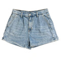 American Eagle Pleated Denim Mom Shorts Light Blue