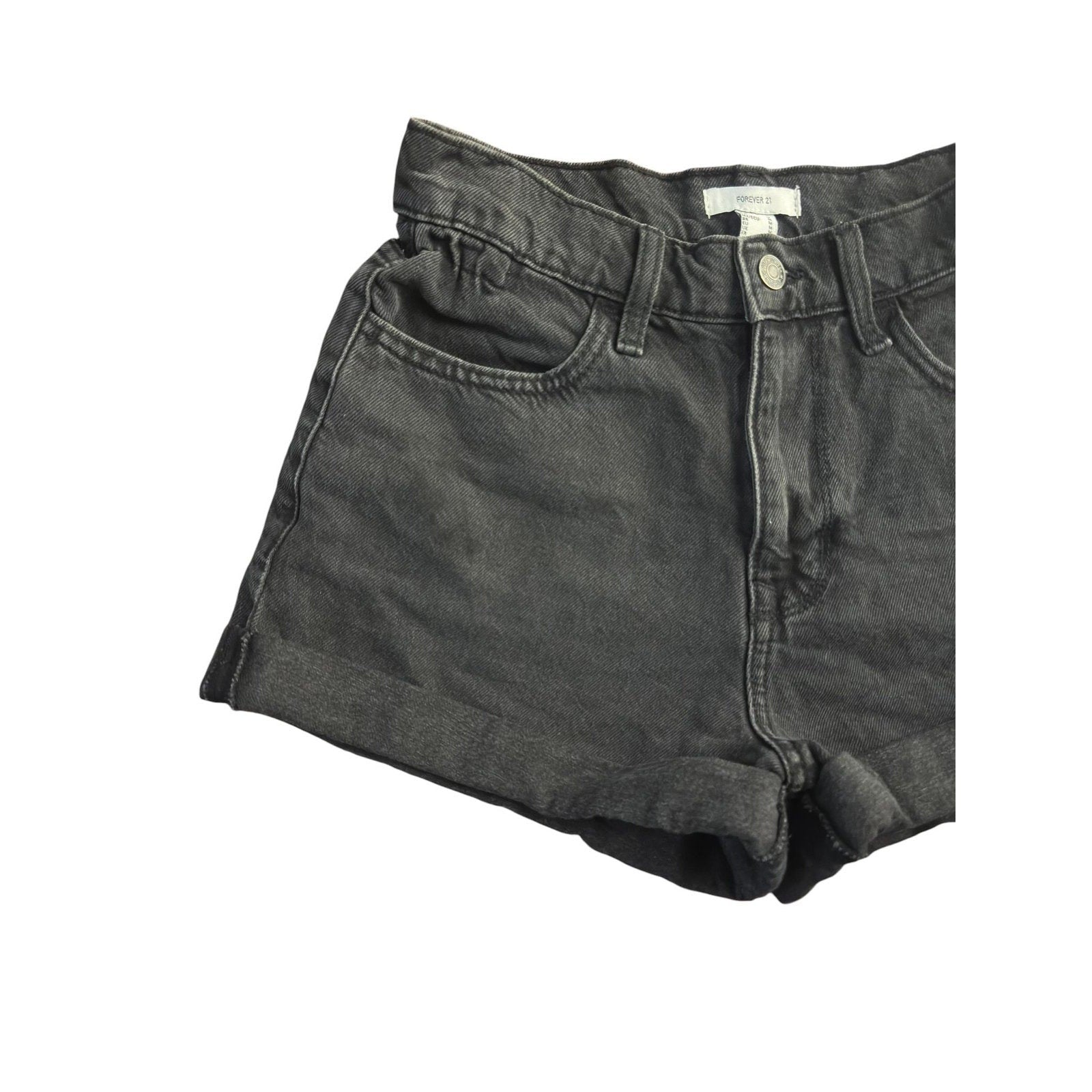 Forever 21 High-Rise Cuffed Black Denim Shorts
