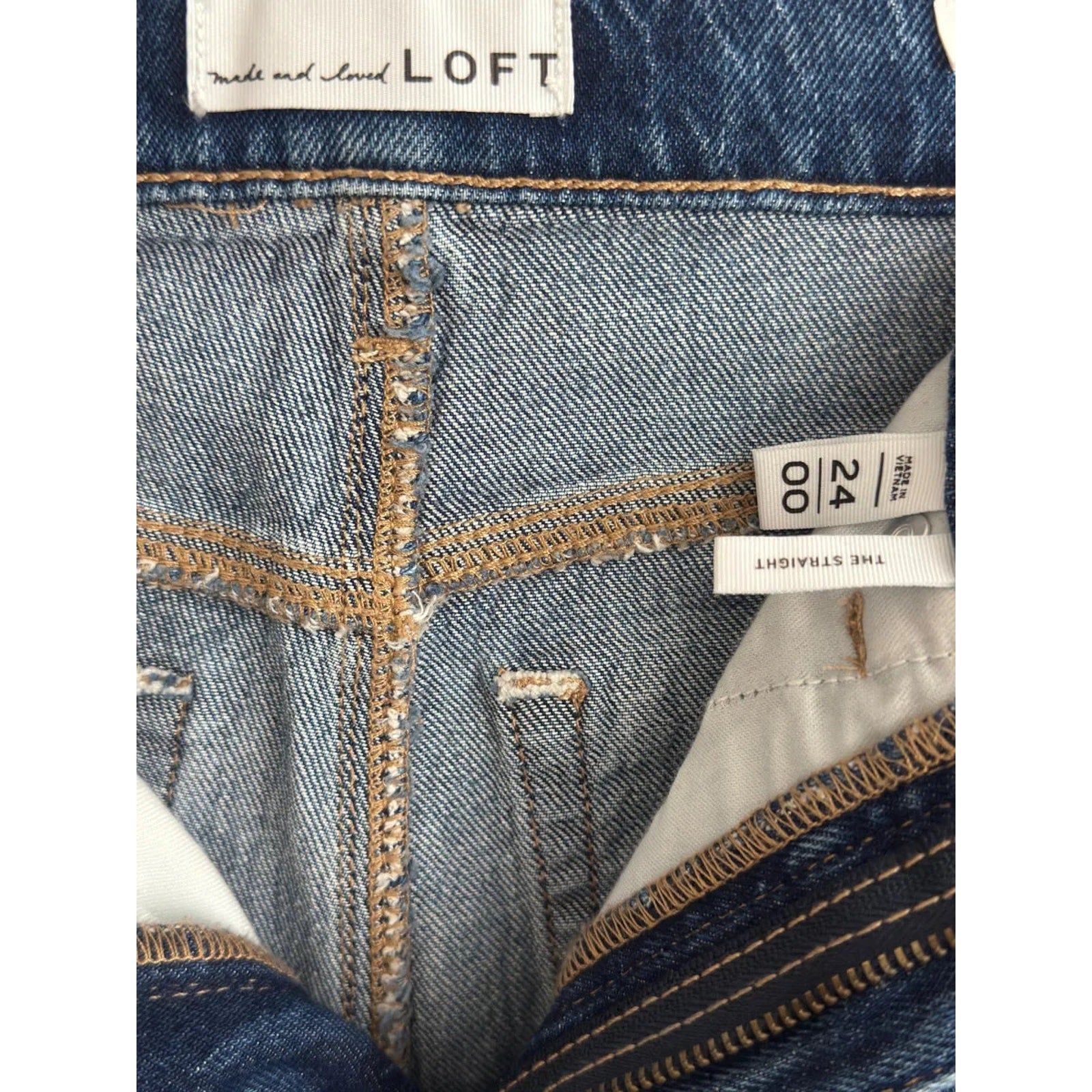 LOFT The Straight High Rise Medium Wash Jeans