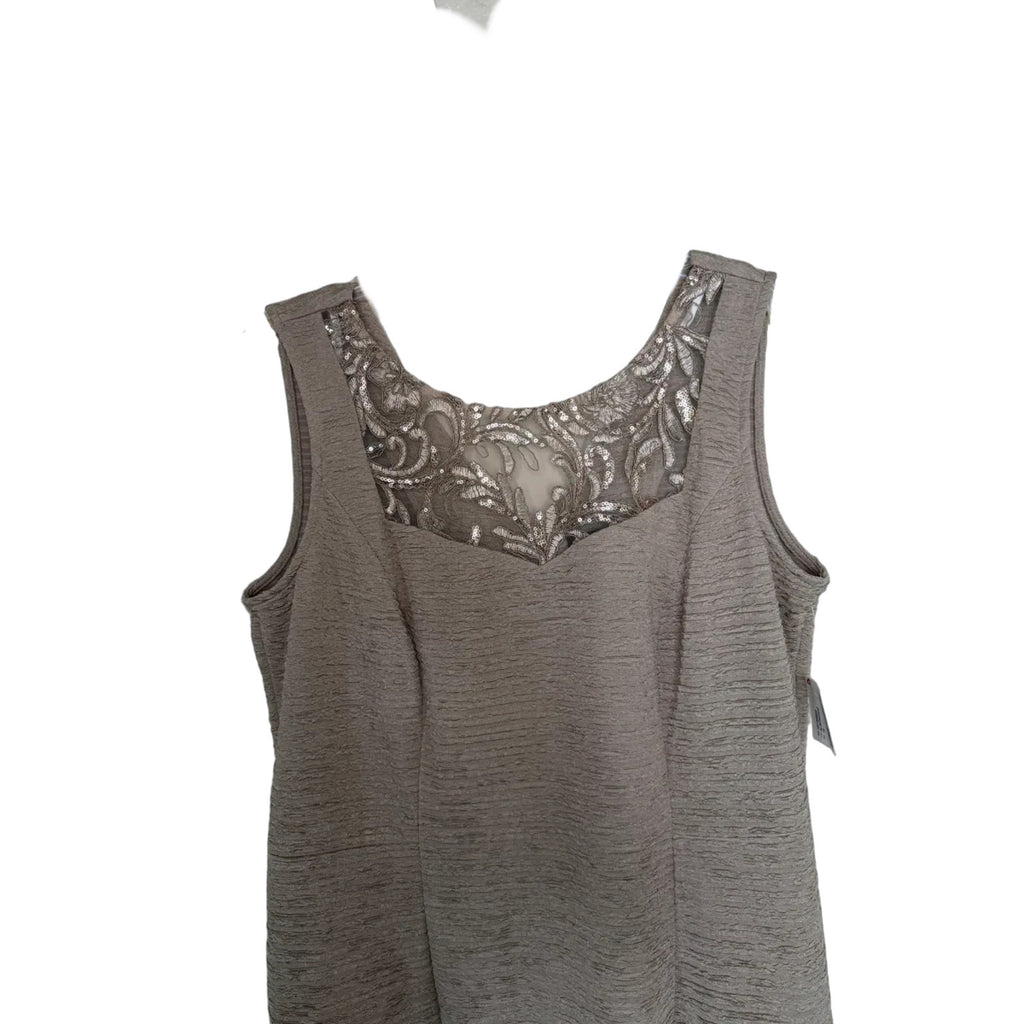 Brianna Milay Sequin Embroidered Two-Piece Dress Set Taupe