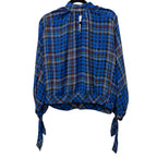NY&C Blue Tartan Plaid Long Sleeve Blouse