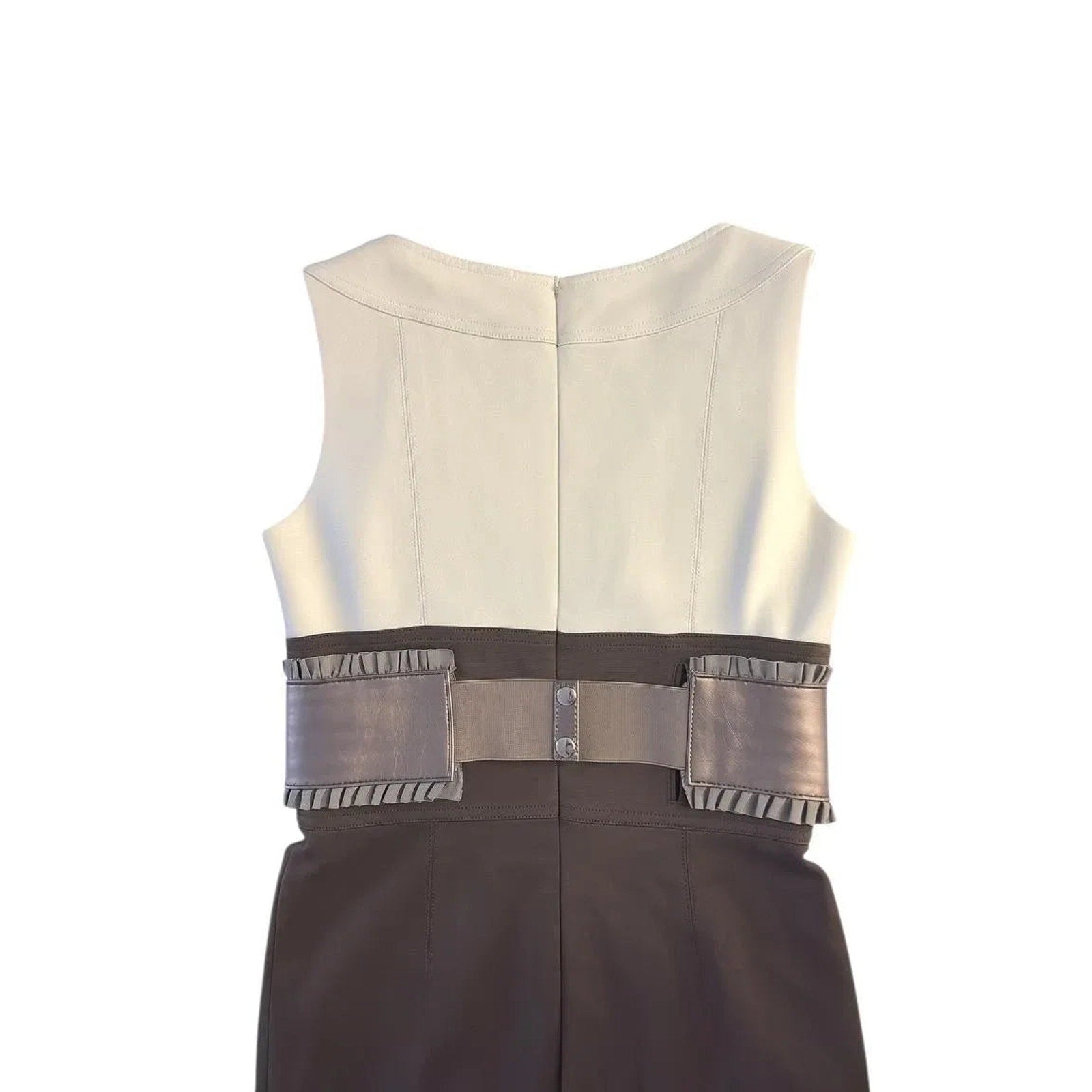 Kay Unger Color-Block Sheath Dress Faux Leather Belt