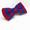 Pre-Tied Red & Blue Striped Knitted Bow Tie
