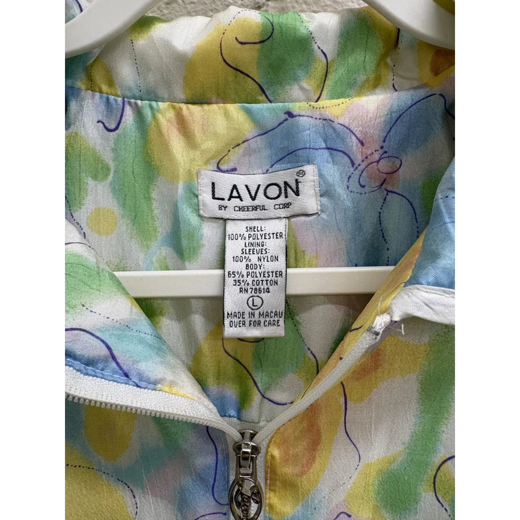 Lavon Vintage Floral Zip-Up Bomber Jacket Multicolor