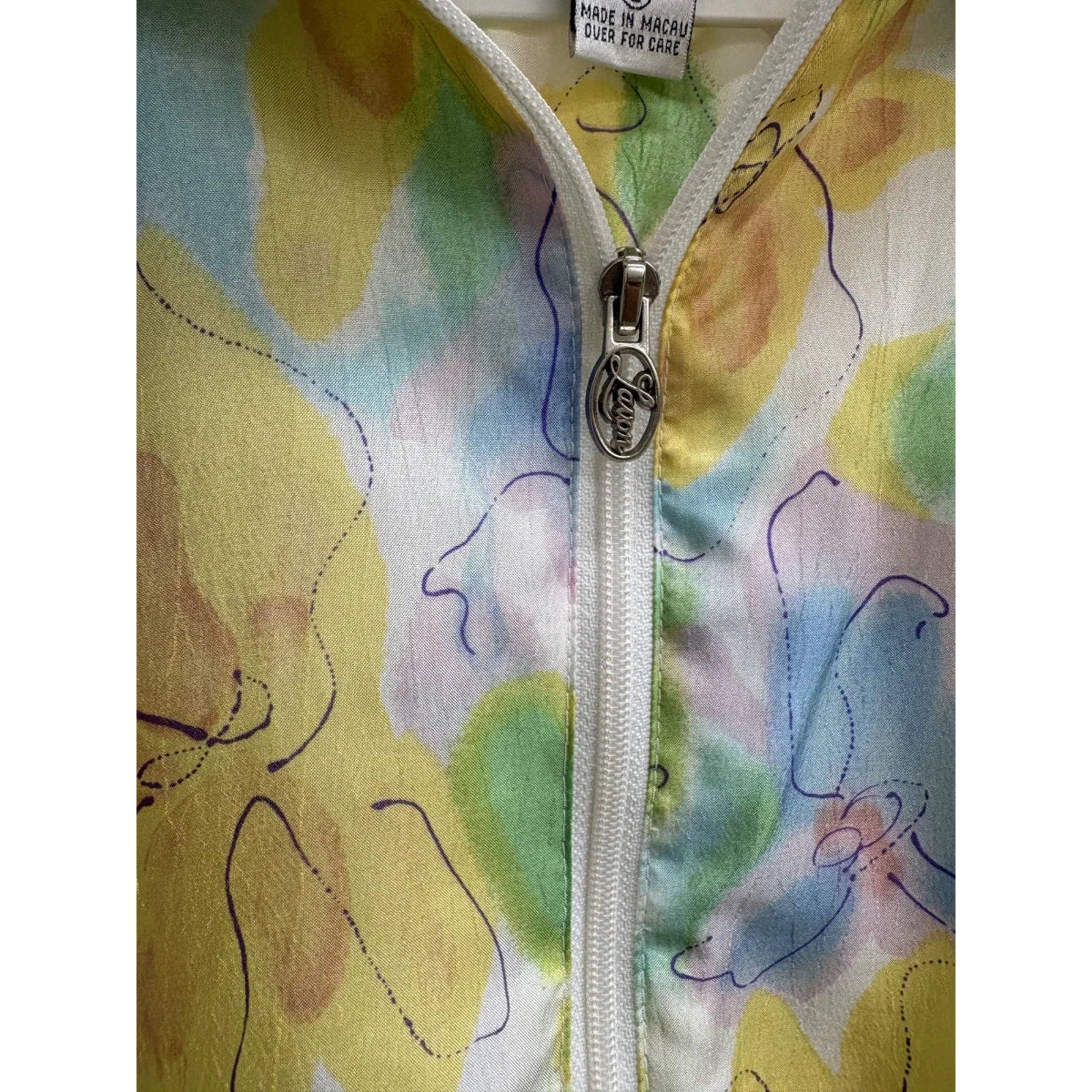 Lavon Vintage Floral Zip-Up Bomber Jacket Multicolor