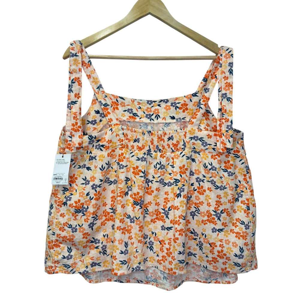 Sonoma Floral Tie-Strap Tank Top Peach Multi XL