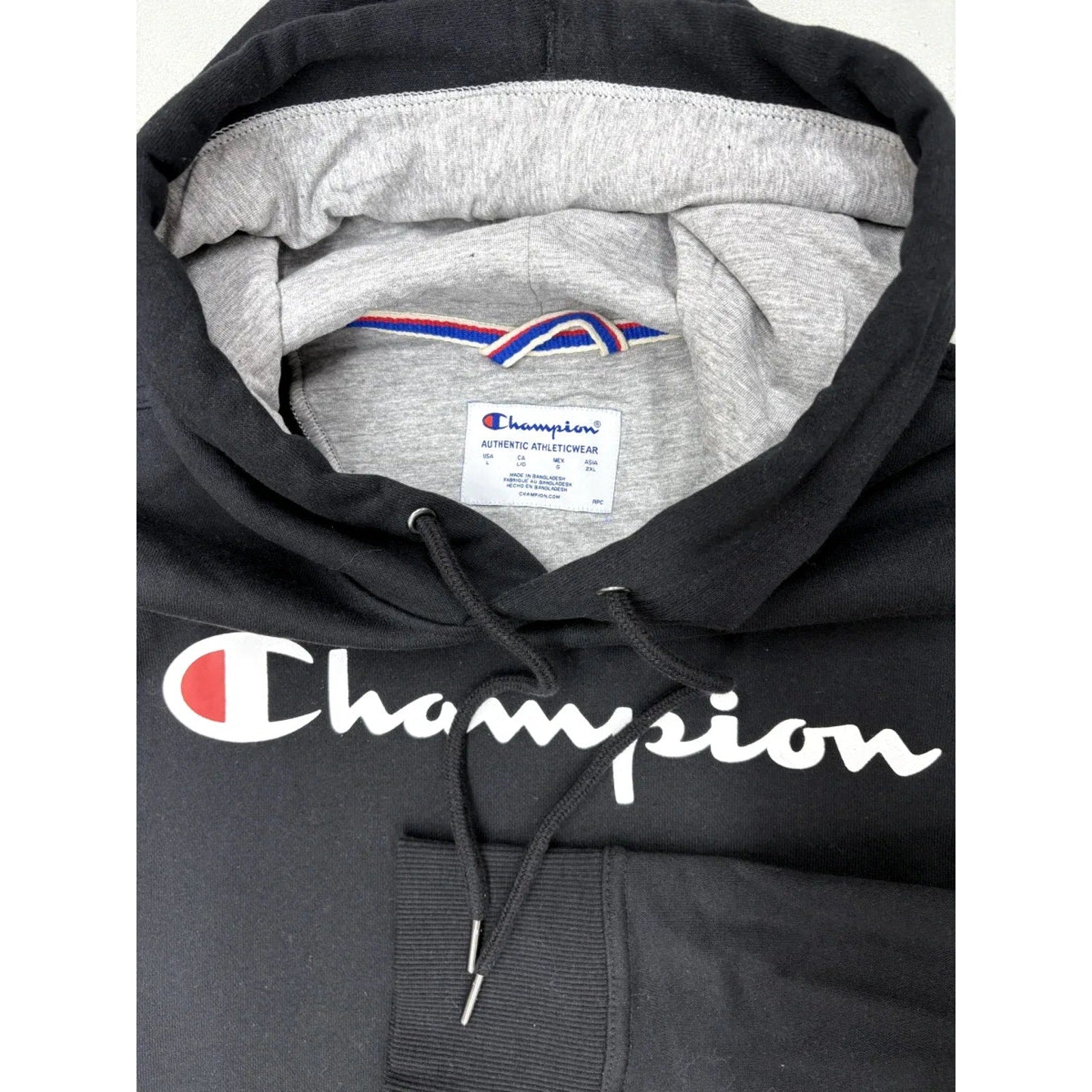 Champion Powerblend Script Logo Pullover Hoodie Black
