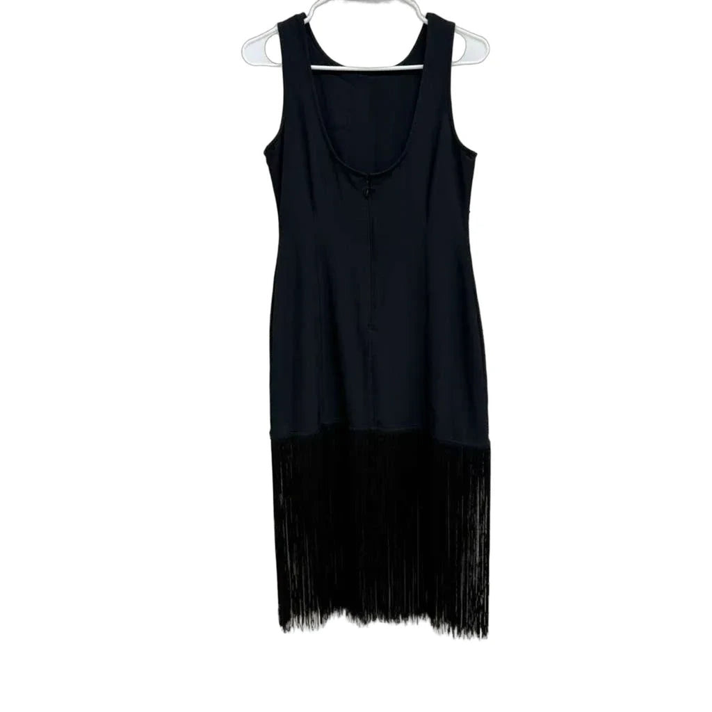 Abercrombie & Fitch Black Fringe Hem Sleeveless Dress XSP