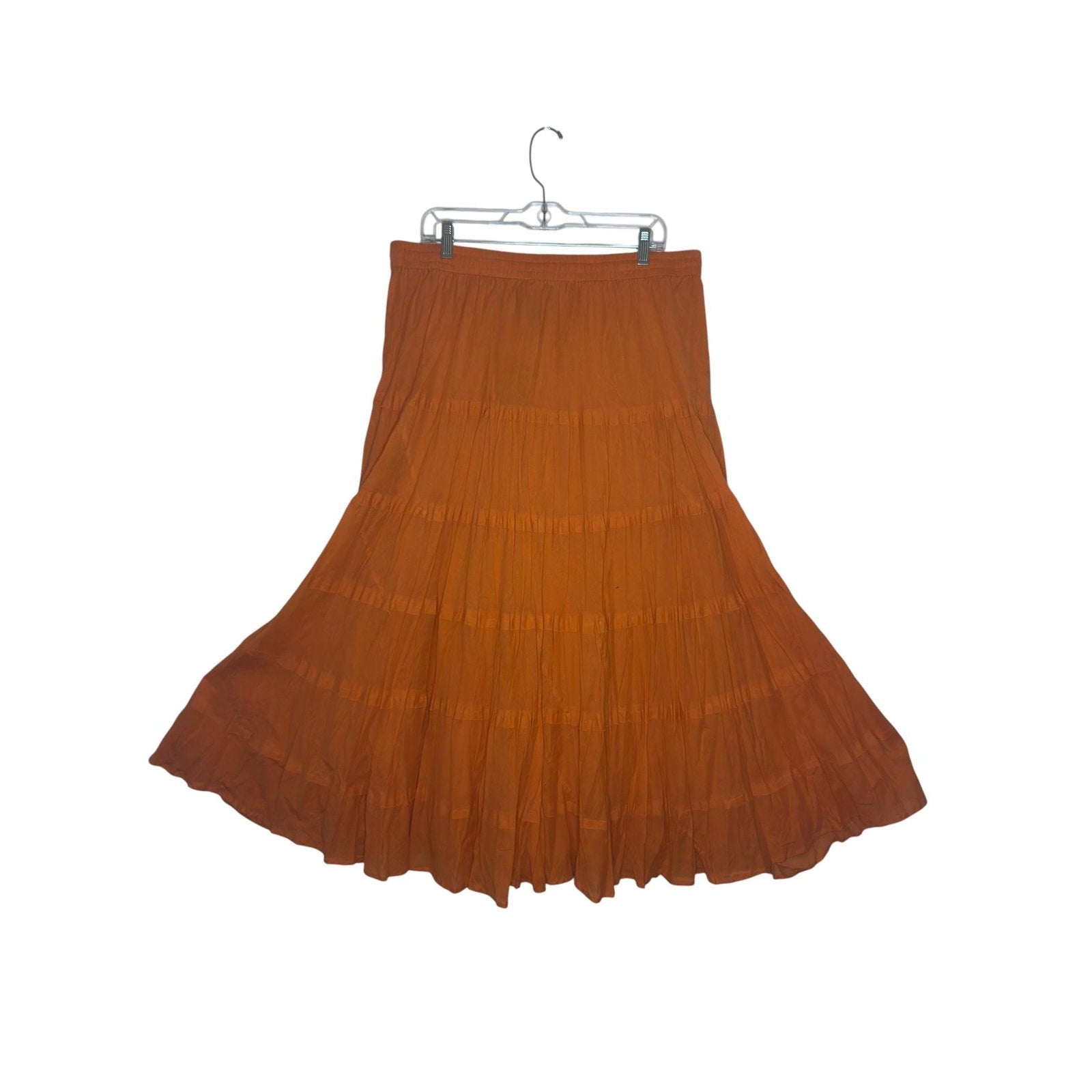 Ashley Stewart Orange Tiered Maxi Skirt Plus Size 14/16